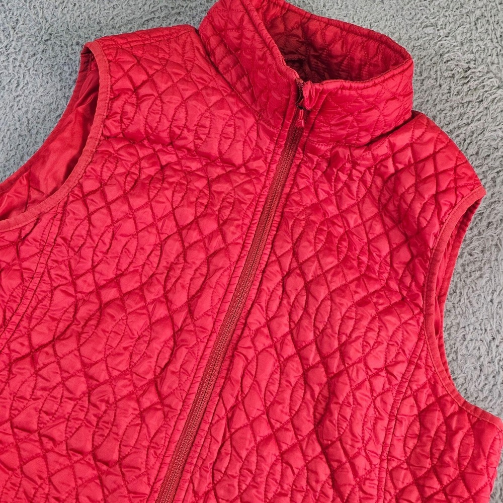 Lands' End Vest Womens XL Red Quilted Insulated Full Zip Pockets Warm Outdoor